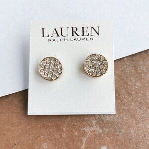 LAUREN Ralph Lauren Gold Crystal Stud Earrings Elegant Classic Jewelry